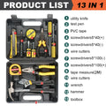 8/9/12/13Piece Tools Set General House hold Hand Tool Kit with Plastic Toolbox Storage Case