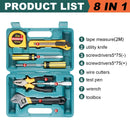 8/9/12/13Piece Tools Set General House hold Hand Tool Kit with Plastic Toolbox Storage Case